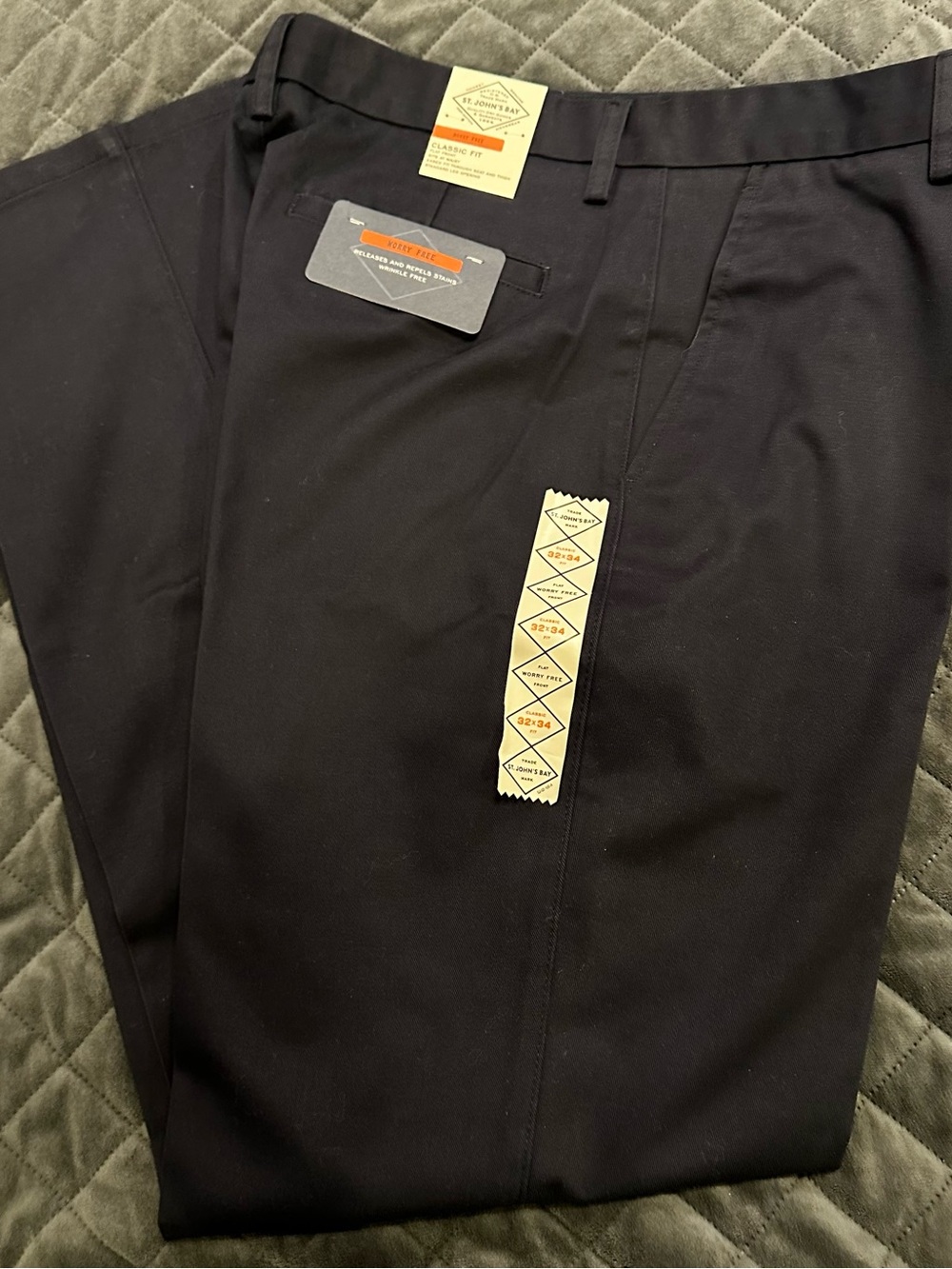 St. John's Bay Men's Navy Dress Pants - Classic Straight 32x34